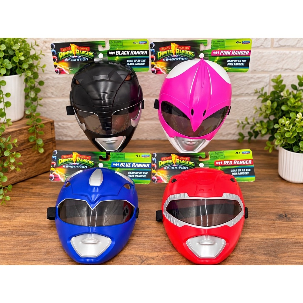 Power Rangers Re-Ignition Masks Lot 4 Red Pink Blue Black MMPR Retro Cosplay